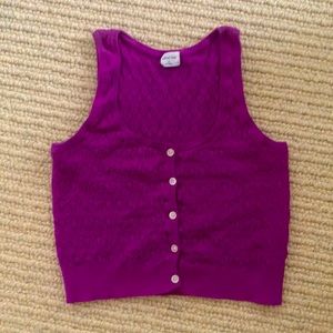 Berry purple crochet tank with button front